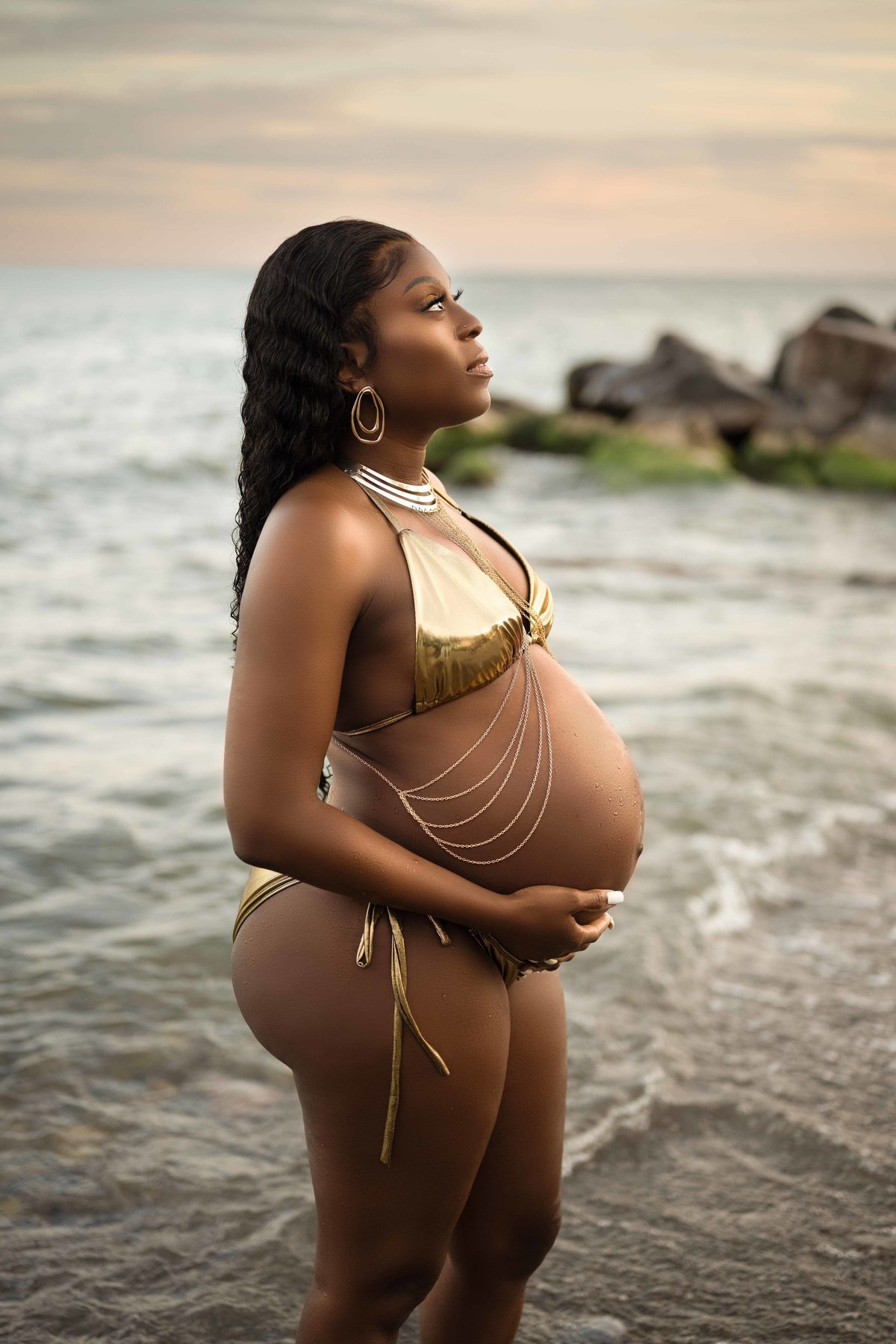 Maternity portrait at the beach from Beautiful Gem Photography, Durham Region